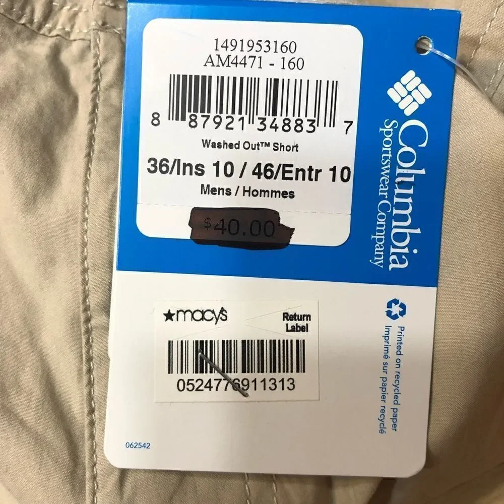 New Columbia Men's Washed Out™ Shorts 36w 10L